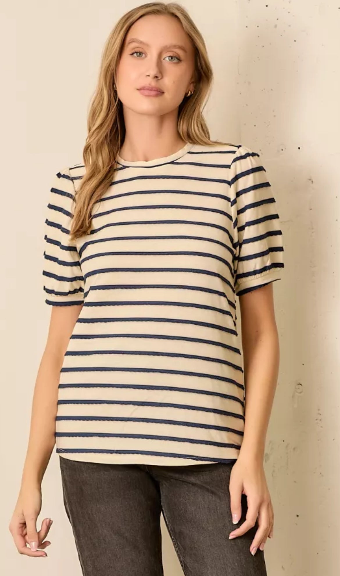 Navy/Cream Stripe Top