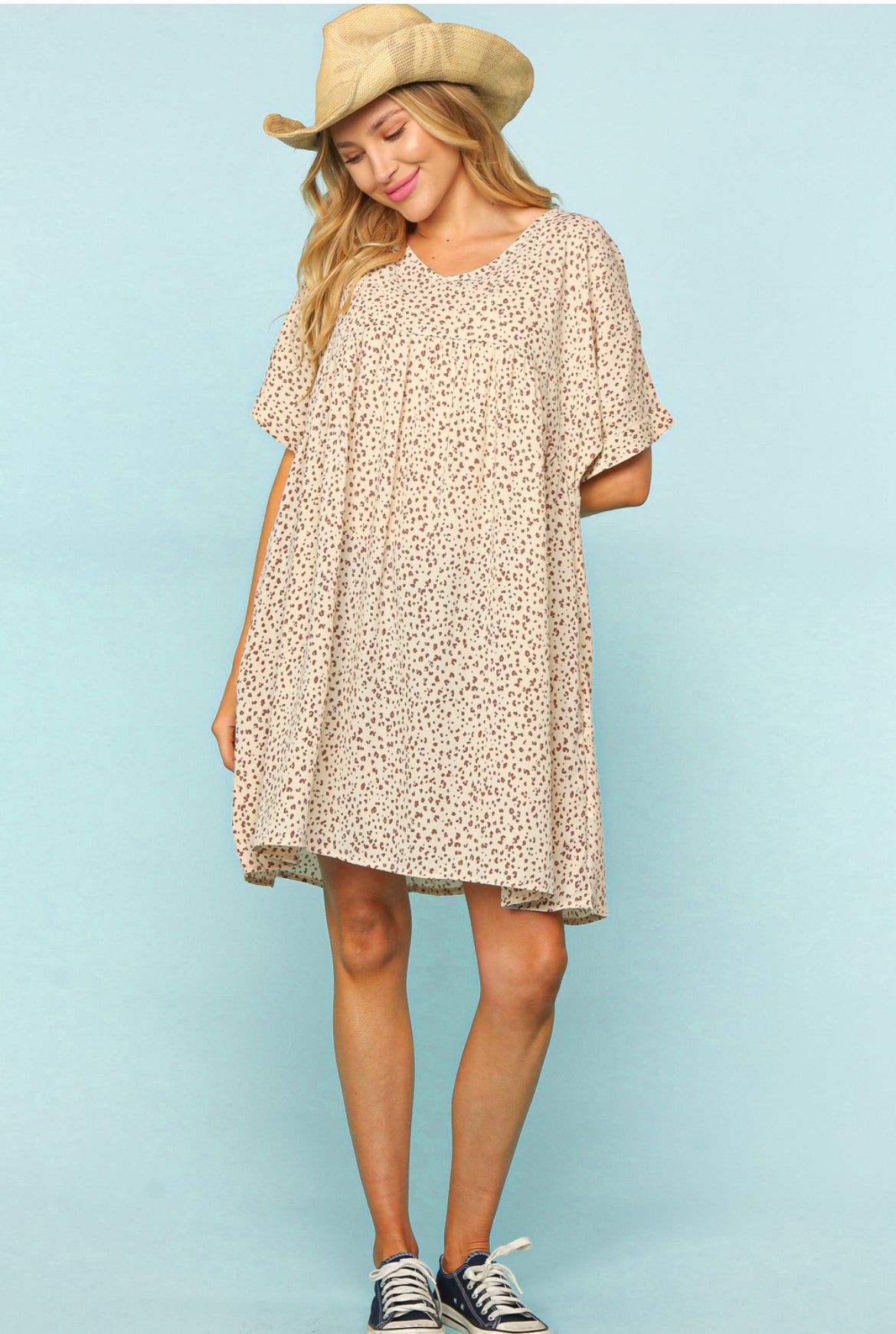 Dotted Leopard Dolman Woven Dress