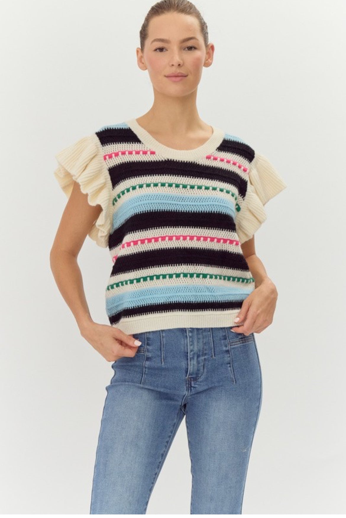 Multicolor Crochet Knit Top