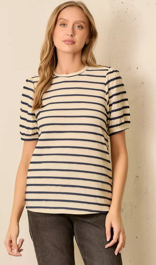 Navy/Cream Stripe Top